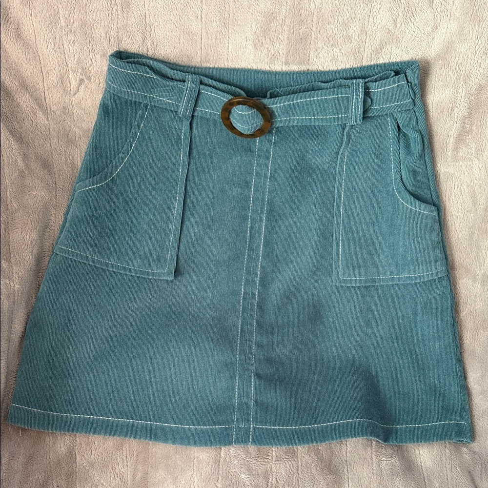 Iz Byer Blue Skirt with Ring Detail
